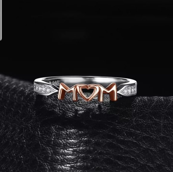 luckyday99 Jewelry - Sterling Sliver 925 Rose Gold Diamond Mom Ring